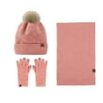 thumbnail image 1 of ZACPNCV Winter Beanie Hat Scarf Gloves Set for Women Womens Beanie with Long Scarf Neck Warmer Touchscreen Gloves 3 in 1 Set Pink, 1 of 3
