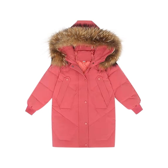 ZACPNCV Winter Clothes for Teen Kids Solid Color Big Collar Hooded Girls Cotton Coat Thickened Medium and Large Kids Cotton Jacket Black 13-14 Years