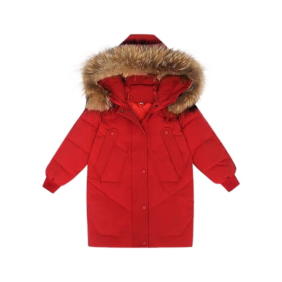 ZACPNCV Winter Clothes for Teen Kids Solid Color Big Collar Hooded Girls Cotton Coat Thickened Medium and Large Kids Cotton Jacket Black 14-15 Years