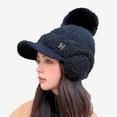 thumbnail image 1 of ZACPNCV Women Autumn and Winter Ear Warm Hats Baseball Wool Ball Cap and Fleece Animals Tongue Knitted Hats Black, 1 of 3