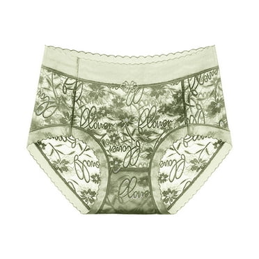 Meresysid Women Mid Waist Japanese Seamless Girl Lace Breathable And Comfortable Silk Crotch Underwear Green