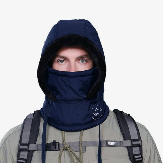 ZACPNCV Women Winter One Piece Beanie Hat Slouchy Fleece Balaclavas Face Mask Neck Scarf Set Earmuff Ski Snow Knit Hats Navy