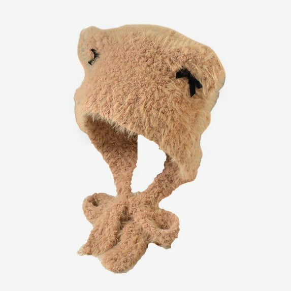 ZACPNCV Women Winter Peruvian Cover Ears Beanie Hat Ear Flaps Sherpa Ski Snow Hats Knit Fleece Lined Khaki