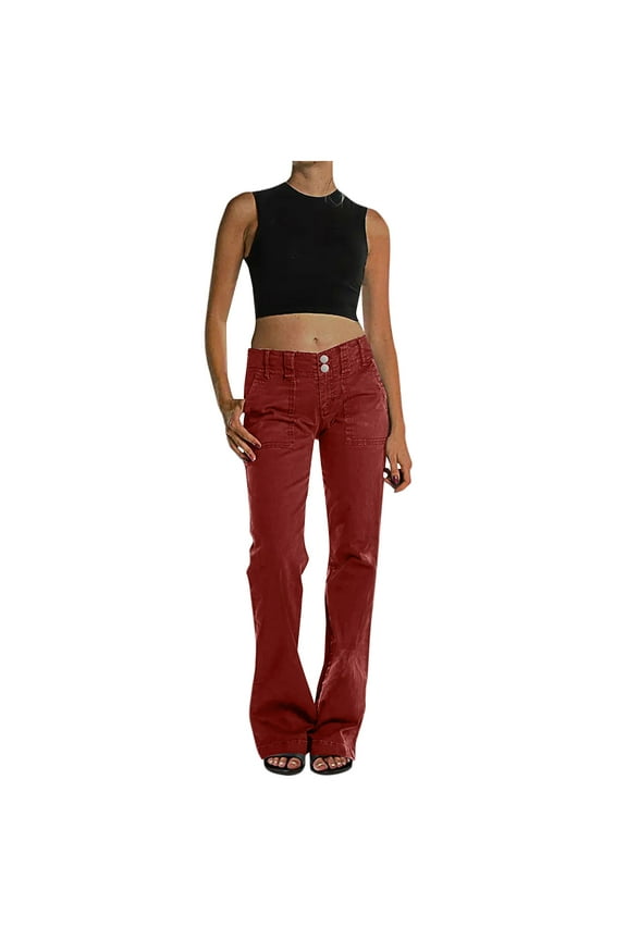 Women's Embroidered Pocket Low Rise Skinny Denim Pants Burgundy