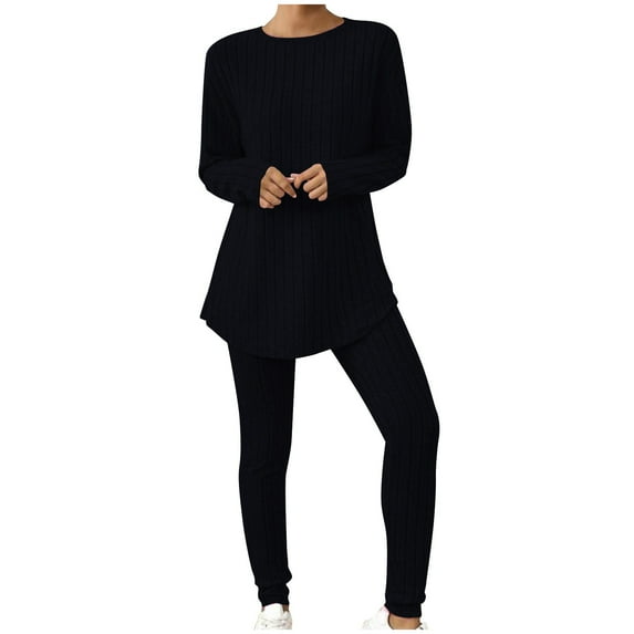 Meresysid Women's Fall And Winter New Fashion All-match Style Slim Stand Collar Long Sleeve Loose Wide Leg Pants Black