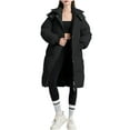 thumbnail image 1 of ZACPNCV Women's Fashion Loose Long Sleeve Cotton-Padded Jacket Long Frock Coat Black, 1 of 9