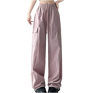 ZACPNCV Women's Mid-waist Pocket Overalls Casual Pants In Spring And Summer Pink