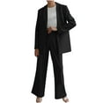 thumbnail image 1 of ZACPNCV Women's Solid Color Matching Long Sleeve Button Coat Trousers Suit Black, 1 of 7