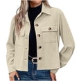 thumbnail image 1 of ZACPNCV Women's Winter Casual Jackets Long Sleeve Fashion Cropped Shackets Corduroy Crop Jackets Tops Shirts Trendy 2024 White, 1 of 7