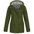 thumbnail image 1 of ZACPNCV Women's Winter Casual Jackets Long Sleeve Solid Rain Jacket Outdoor Jackets Hooded Raincoat Windproof Tops Olive Green, 1 of 6
