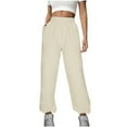 thumbnail image 1 of Meresysid Women's Winter Warm Casual Straight Pants With Pocket Pants Beige, 1 of 7