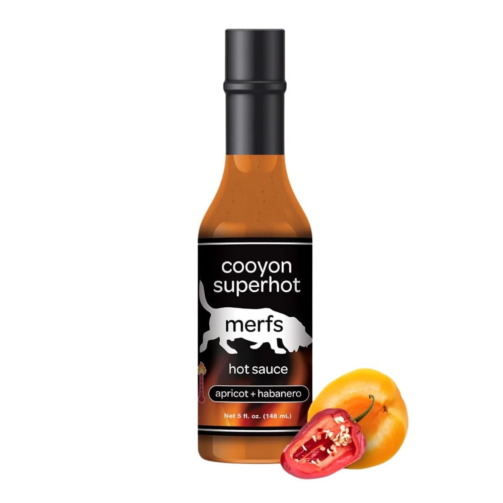 Merfs Condiments Cooyon SUPER HOT Sauce VERY HOT Heat Caribbean