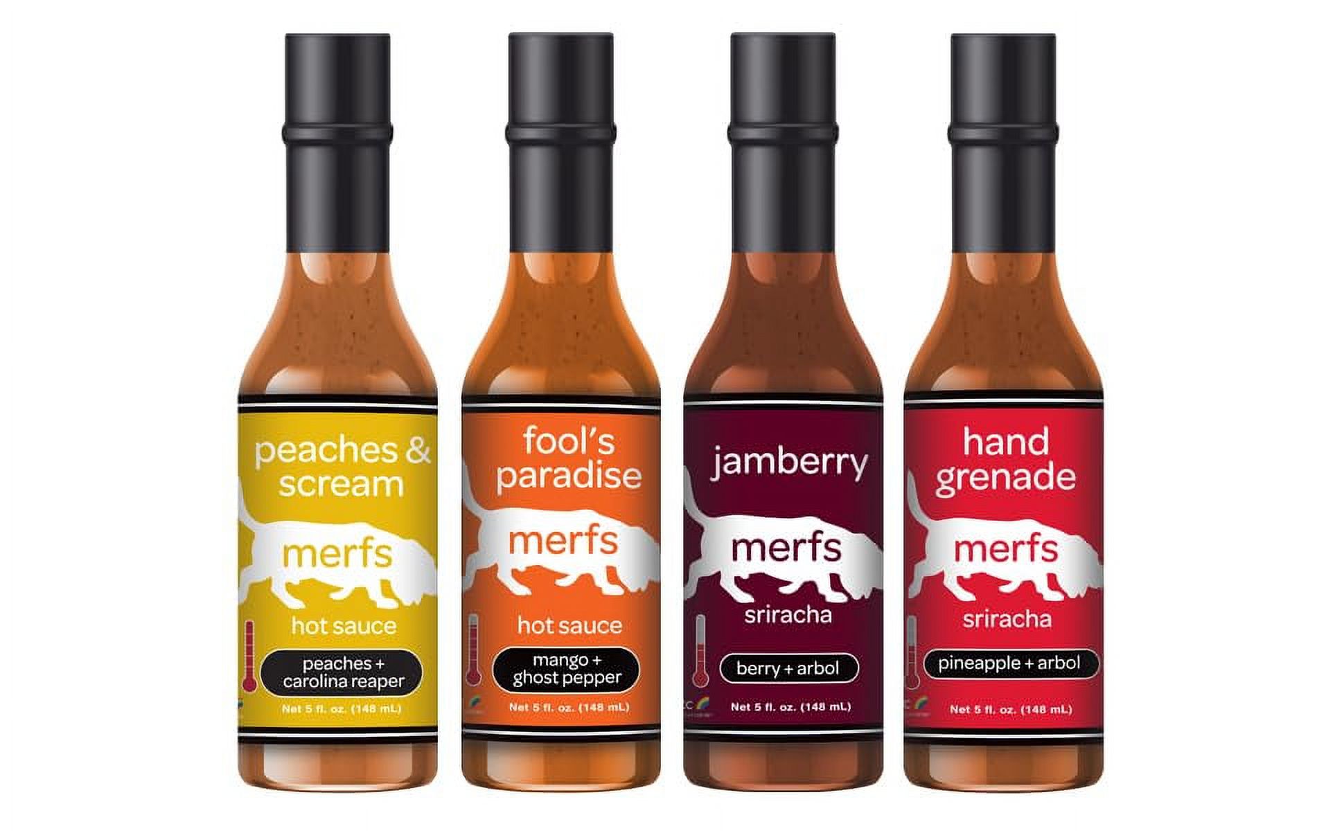 Merfs Condiments Gourmet Hot Sauce Gift Set Variety Pack Medium to