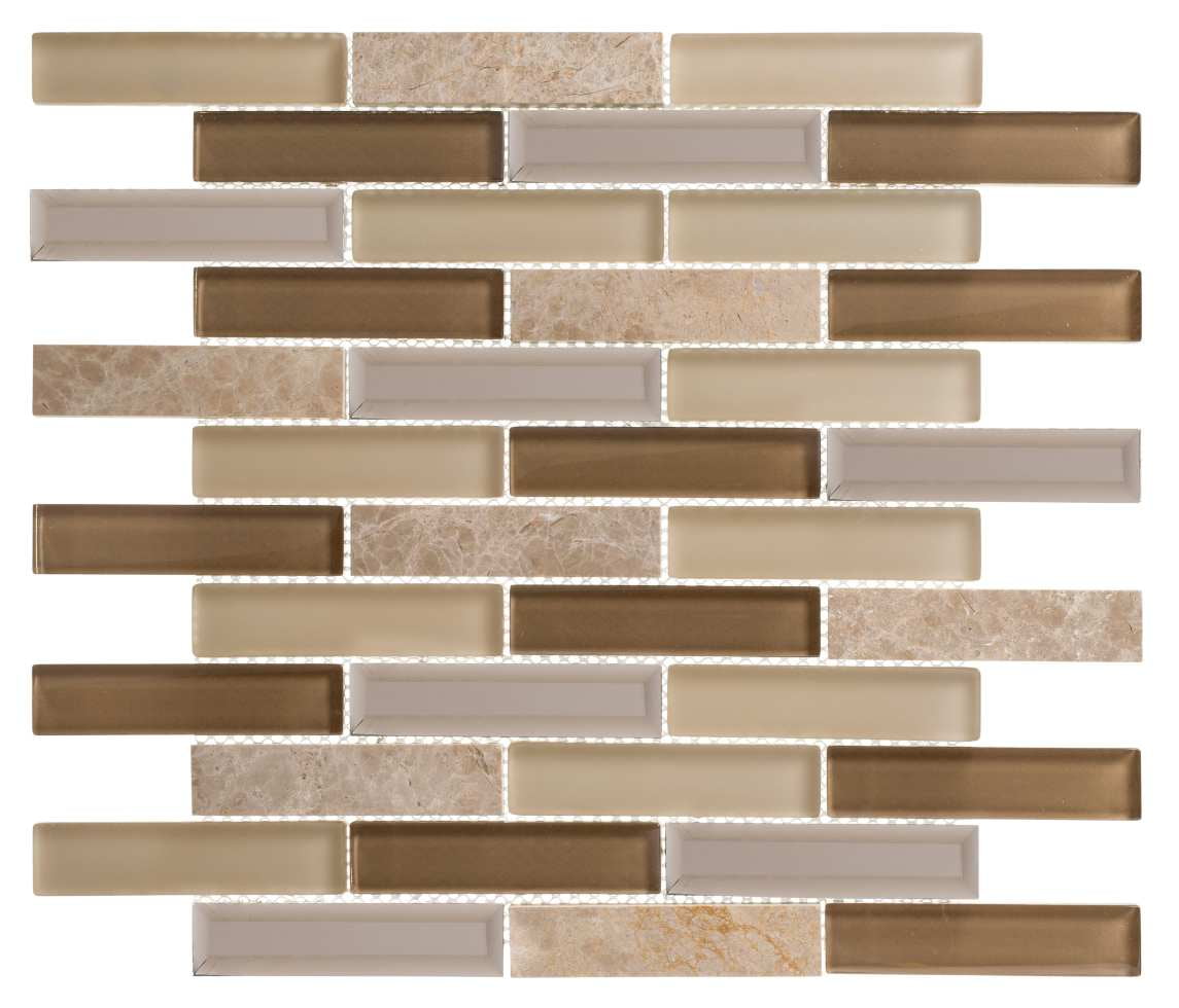 Mergo 1" x 3" Beveled Marble Brick Joint Mosaic Tile