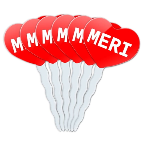 Meri Heart Love Cupcake Picks Toppers - Set of 6