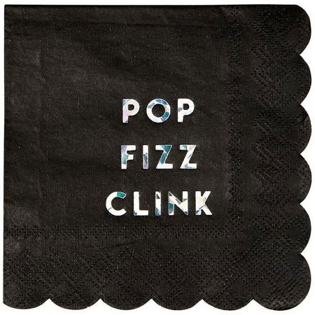 Meri Meri Black Holographic Pop Fizz Napkins Small