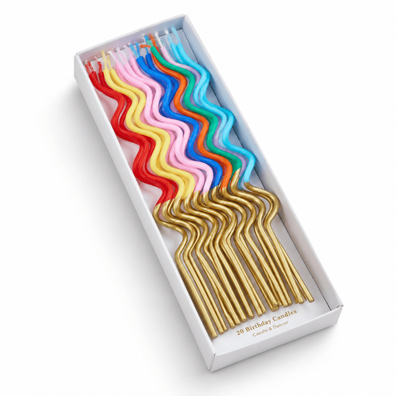 Meri Swirly Tall Cake Candles (pack Of 20) 5" Unscented