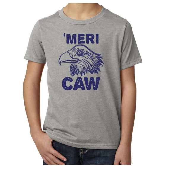 MeriCAW Kids' Patriotic T-shirts, Funny 4th of July Shirts - Heather Grey MH200YPATRIOT S27 S