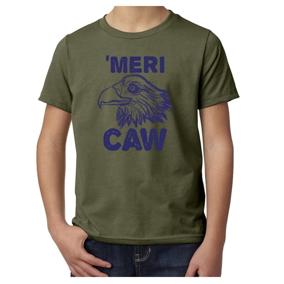 MeriCAW Kids' Patriotic T-shirts, Funny 4th of July Shirts - Olive MH200YPATRIOT S27 S