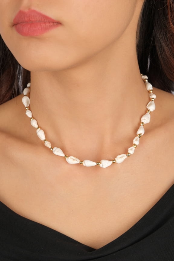 Handmade Seashell Necklace, White Pearl, Beach-Inspired