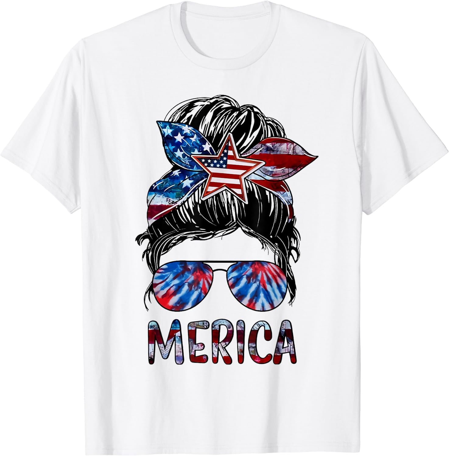 Women's Patriotic Tie Dye 'Merica' Tank Top - 4th Of July Graphic Tee, Summer Casual Sleeveless Shirt, Blue, Size Small - View #4