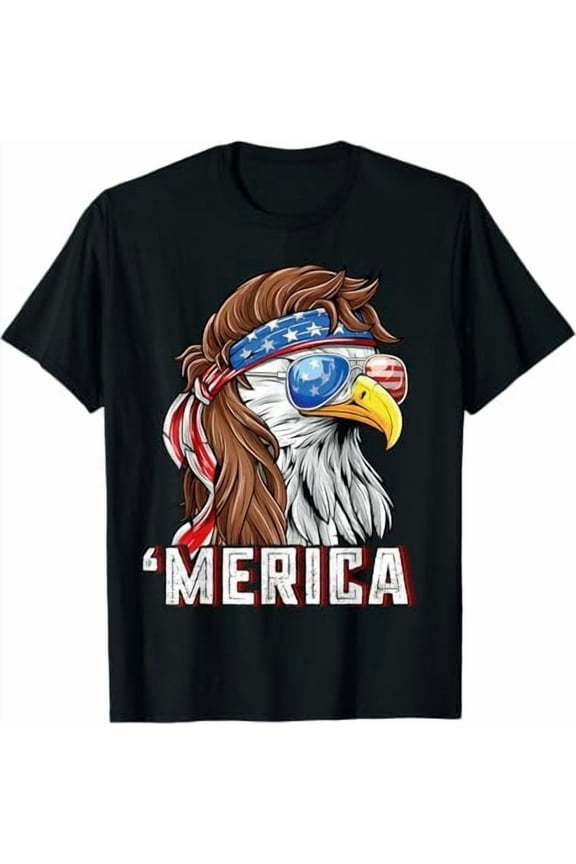 Merica 4th of July T-Shirt Patriotic USA American Flag Shirt Independence Day Eagle of Freedom Tee Shirts