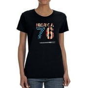 Merica 76 USA Flag Stroke Women T-Shirt, Female Small