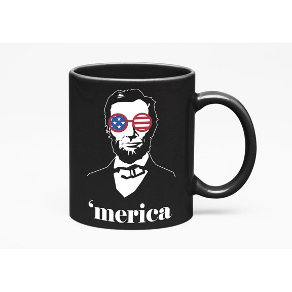 Merica, American 4th of July or US Independence Day, Black 11oz Ceramic Mug
