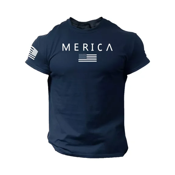 Merica Army Style T Shirt US Flag American Military Gun Top