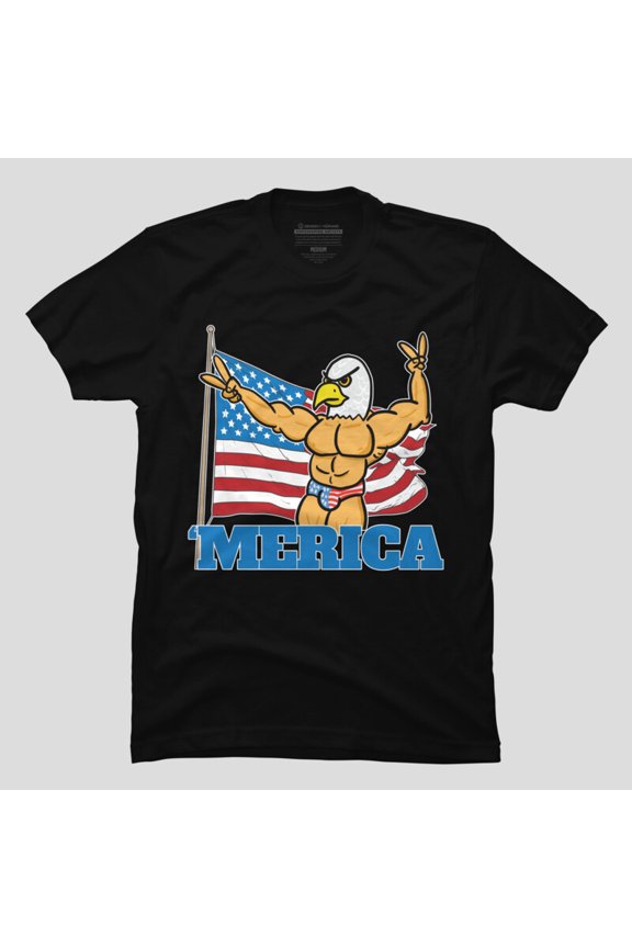 Merica Bald Eagle Flexing For Patriotic USA American Gift Unisex T-Shirt, Up to Size 5XL