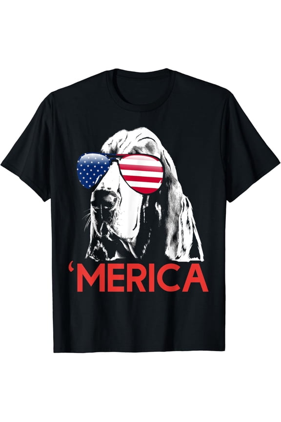 Merica Basset Hound American Flag 4Th Of July T-Shirt