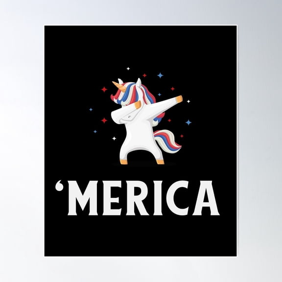 Merica Dabbing Unicorn Fourth Of July Design Unframed Paper Poster 8x10in