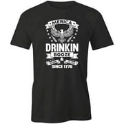 Merica Drinkin Booze T-Shirt | Patriotic American Black Tee Gift