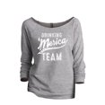 thumbnail image 1 of Merica Drinking Team Women's Fashion Slouchy 3/4 Sleeves Raglan Sweatshirt Sport Grey Medium, 1 of 3