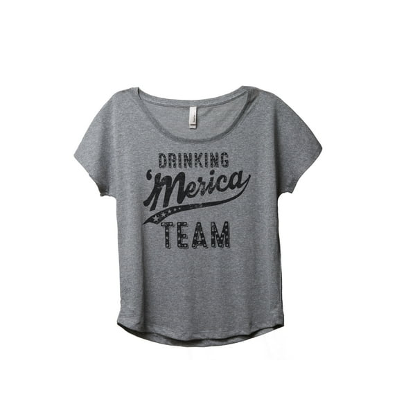 Merica Drinking Team Women's Fashion Slouchy Dolman T-Shirt Tee Heather Grey Small