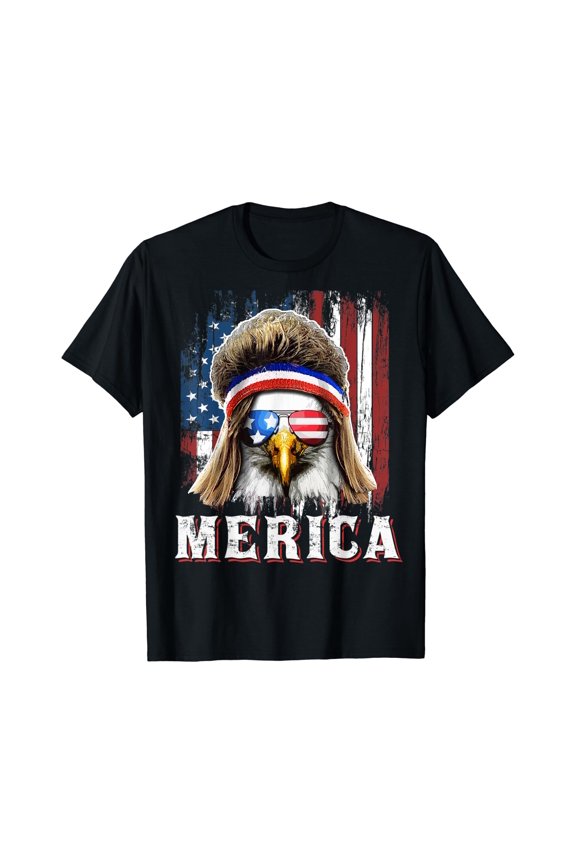 Merica Eagle Mullet Shirt 4th of July American Flag Shirt