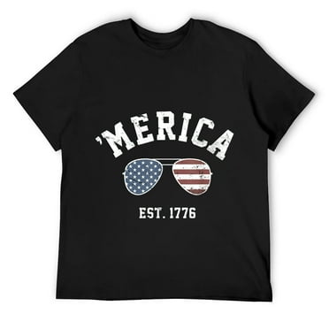 Merica Est. 1776 US Flag Glasses T-Shirt