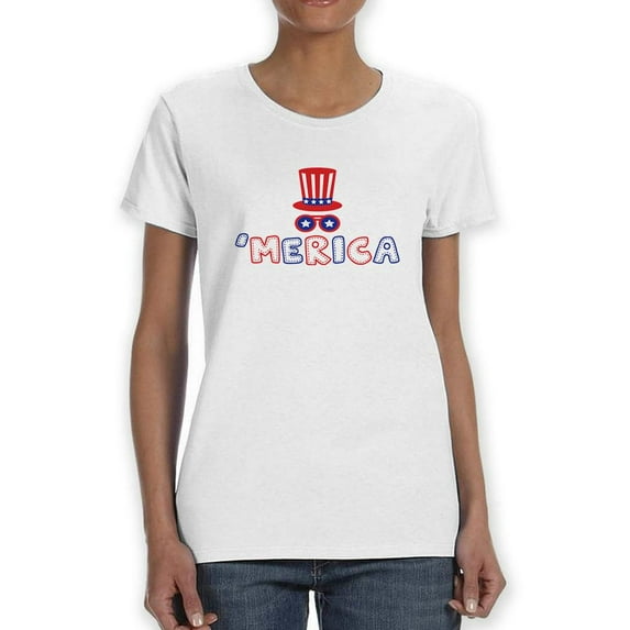 Merica Hat And Sunglasses T-Shirt Women -Image by Shutterstock, Female 3X-Large
