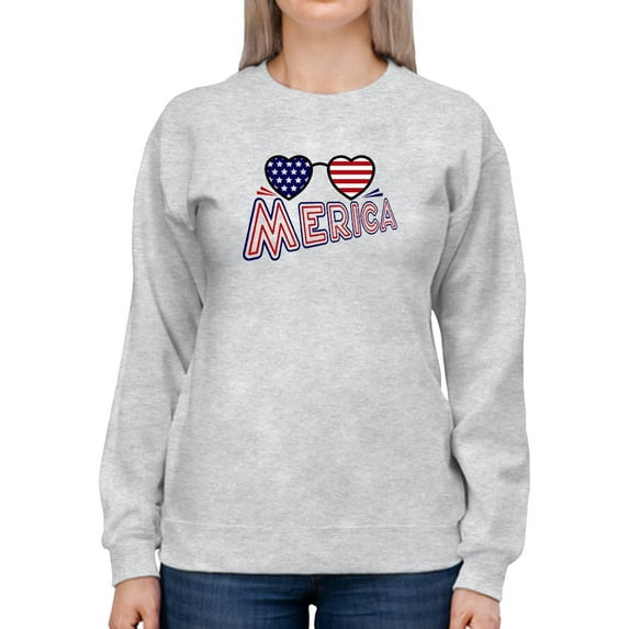 Merica Heart Sunglasses Sweatshirt Women -Image by Shutterstock, Female 5X-Large