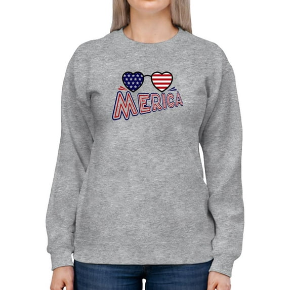 Merica Heart Sunglasses Sweatshirt Women -Image by Shutterstock, Female x-Large