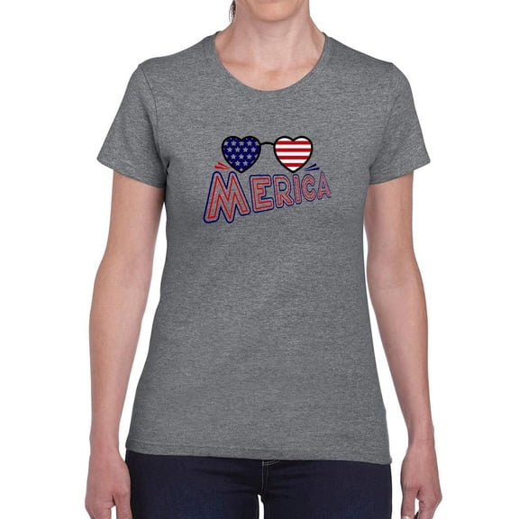 Merica Heart Sunglasses T-Shirt Women -Image by Shutterstock, Female 5X-Large