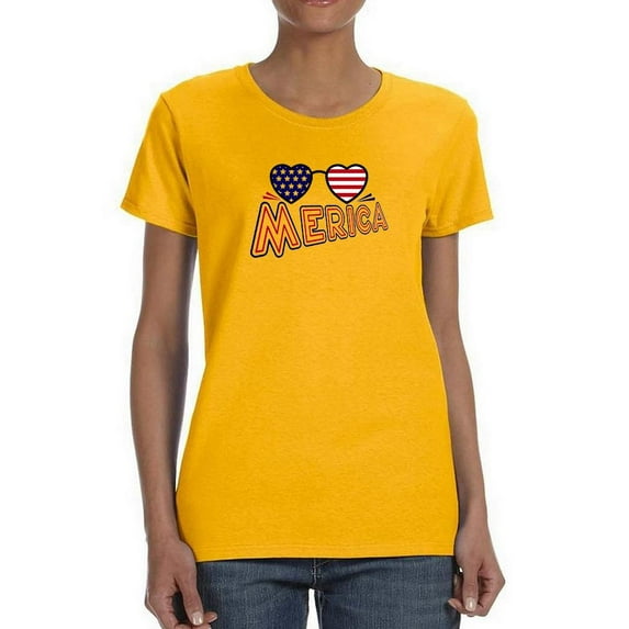 Merica Heart Sunglasses T-Shirt Women -Image by Shutterstock, Female Medium