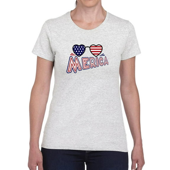 Merica Heart Sunglasses T-Shirt Women -Image by Shutterstock, Female x-Large