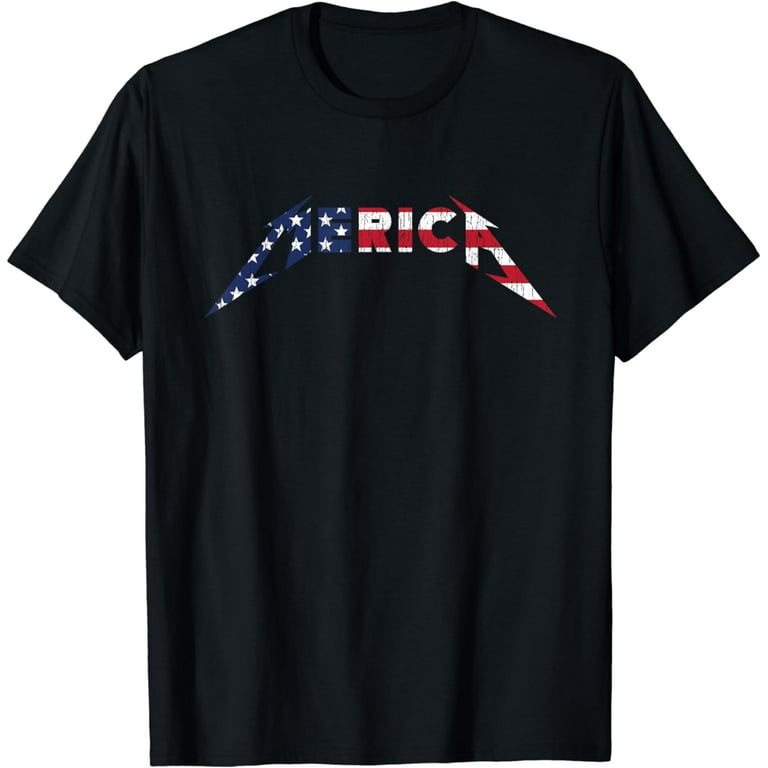 Merica Heavy Metal Style American Flag Tee Shirt Merica Heavy Metal Style American Flag Tee Shirt