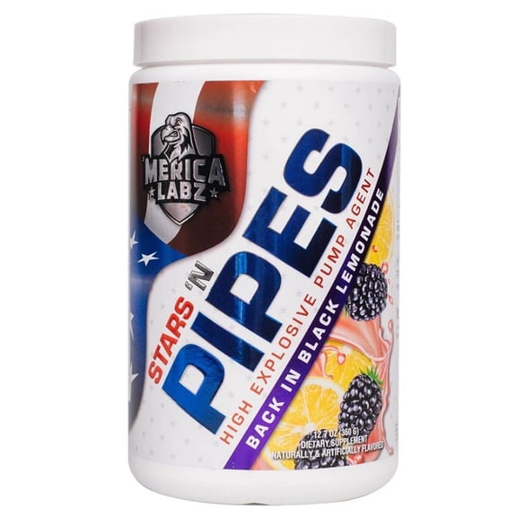 Merica Labz Stars 'N Pipes High Explosive Pump Agent, Stimulant-Free, 6G of L-Citrulline, 20 Servings (Blackberry Lemonade)