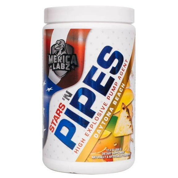 Merica Labz Stars 'N Pipes High Explosive Pump Agent, Stimulant-Free, 6G of L-Citrulline, 20 Servings (Daytona Beach)