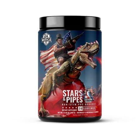 Merica Labz Stars 'N Pipes Non-Stimulant Pre-Workout, 20 Servings (New Found Freedom)