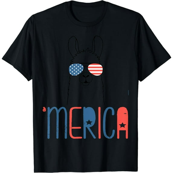 Merica Lama Alpaka Independence Day 4th of July TShirt Idea T-Shirt