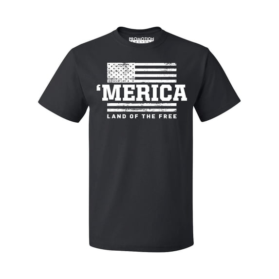 Merica Land of The Free 4th of July Men's T-shirt, 2XL, Black