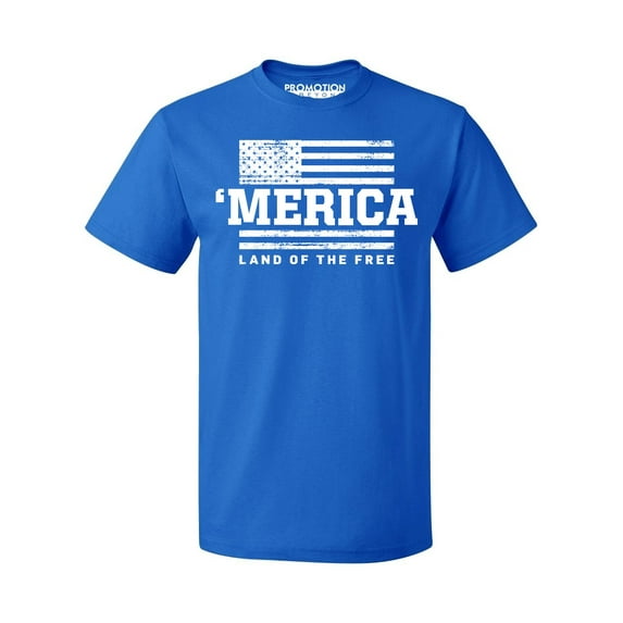 Merica Land of The Free 4th of July Men's T-shirt, S, Royal